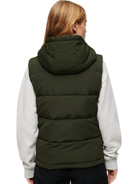Everest Women's Short Puffer Jacket for Winter with Hood Khaki
