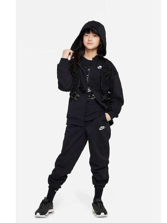 Athletic Kids Cardigan Cotton with Hood Black
