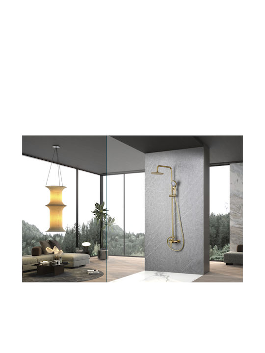 Imex Roma Adjustable Shower Column with Mixer Gold