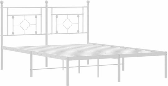 Doppelbett Metall Weiß mit Lattenrost für Matratze 135x190cm