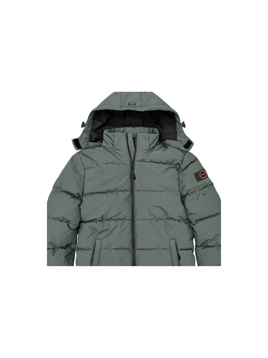 Double Herren Winter Jacke Puffer Χακί