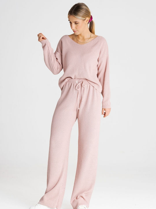 Figl Women's Pink Set with Trousers in Loose Fit