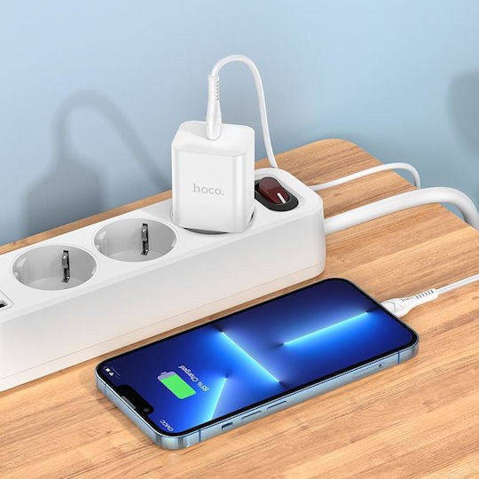 Hoco Charger Without Cable with USB-C Port 20W Power Delivery Whites (N27)