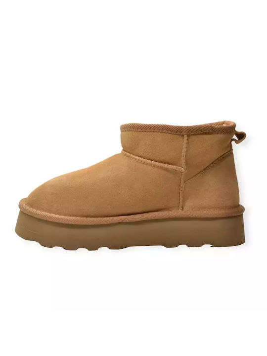 Suede Γυναικεία Μποτάκια με Γούνα Ταμπά