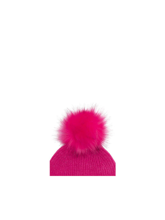 Only Pom Pom Beanie Unisex Beanie Knitted in Fuchsia color