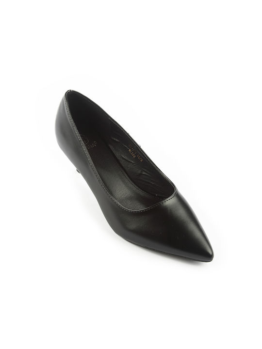 Fshoes Synthetic Leather Pointed Toe Black Heels