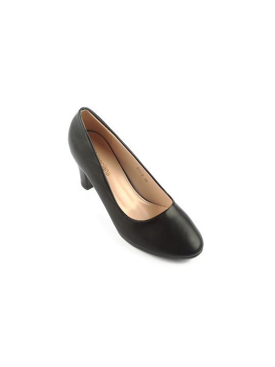 Fshoes Synthetic Leather Black Medium Heels