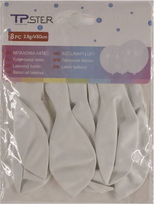 Set of 8 Balloons Latex White