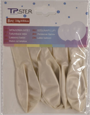 Set of 8 Balloons Latex White