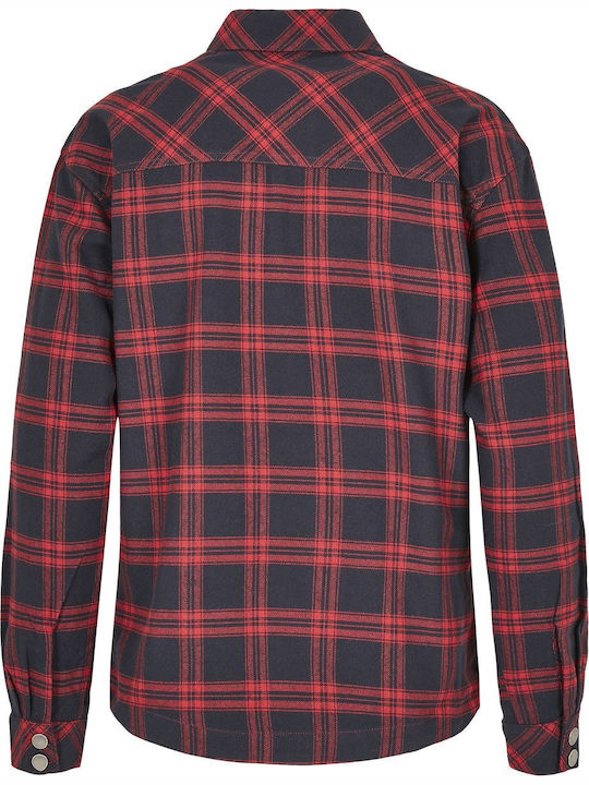 Дамско Проверено Син Overshirt Oversized