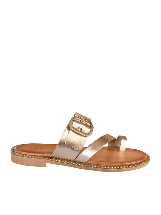 Sandale Casual Damă Din Piele Aurii