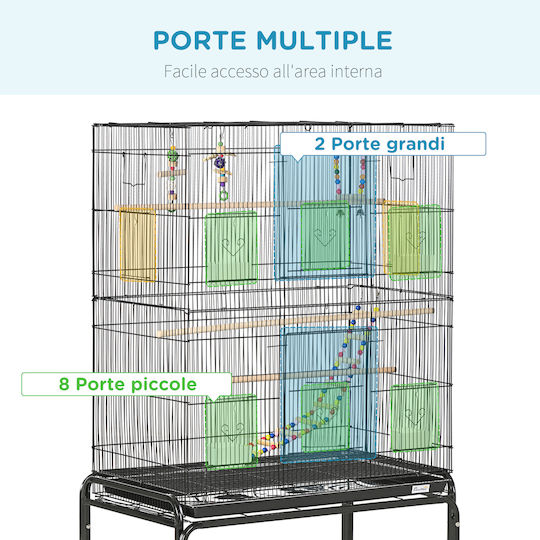 Pawhut Ξύλινο Κλουβί Πτηνών 79x49x79εκ. Μαύρο