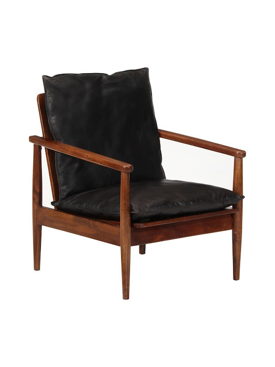 Armchair from Genuine Leather Black 52x65x72cm