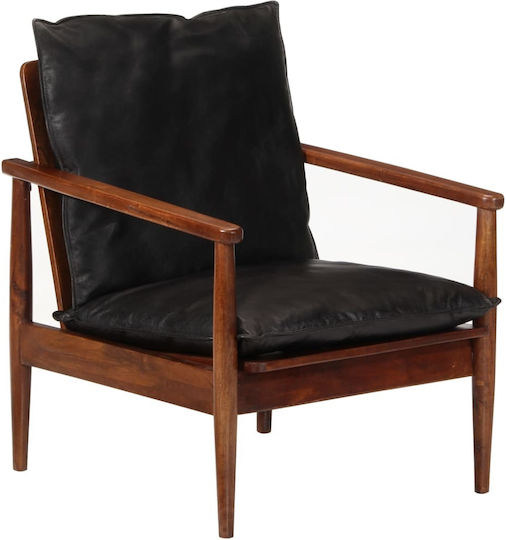 Sessel aus echtem Leder Black 52x65x72cm