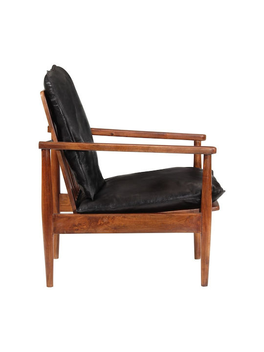 Armchair from Genuine Leather Black 52x65x72cm
