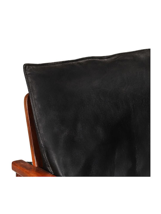 Armchair from Genuine Leather Black 52x65x72cm