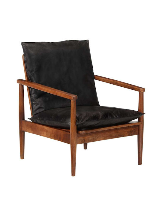 Armchair from Genuine Leather Black 52x65x72cm