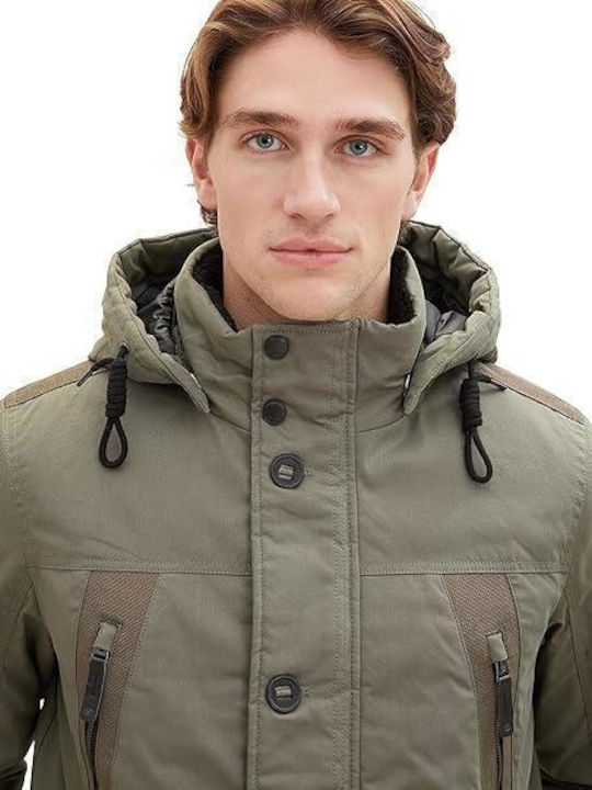 Tom Tailor Geacă pentru bărbați de iarnă Parka Πράσινο (Smokey Olive Green)