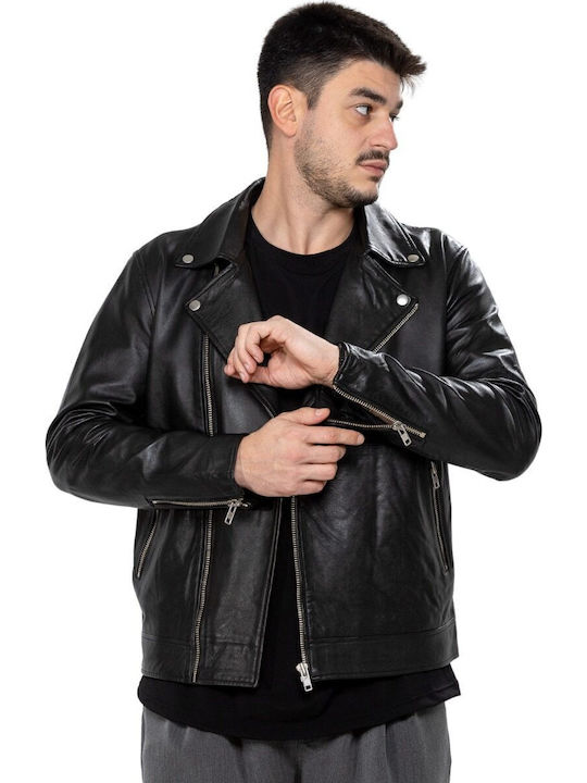 Leather Jacket Biker Black