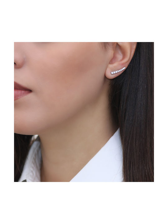 Ohrringe Ear Climbers aus Platin mit Steinen