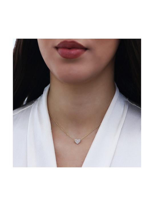 Halskette mit Design Herz aus Gold 18k mit Diamant