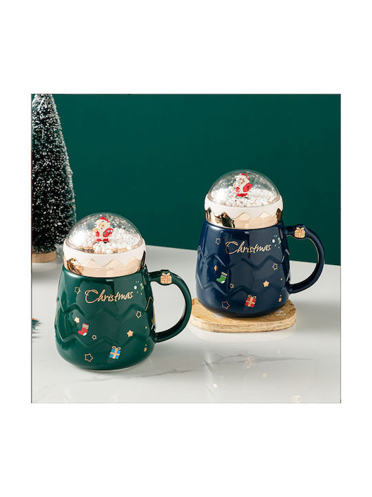 BLUE CHRISTMAS MUG WITH SNOWBALL