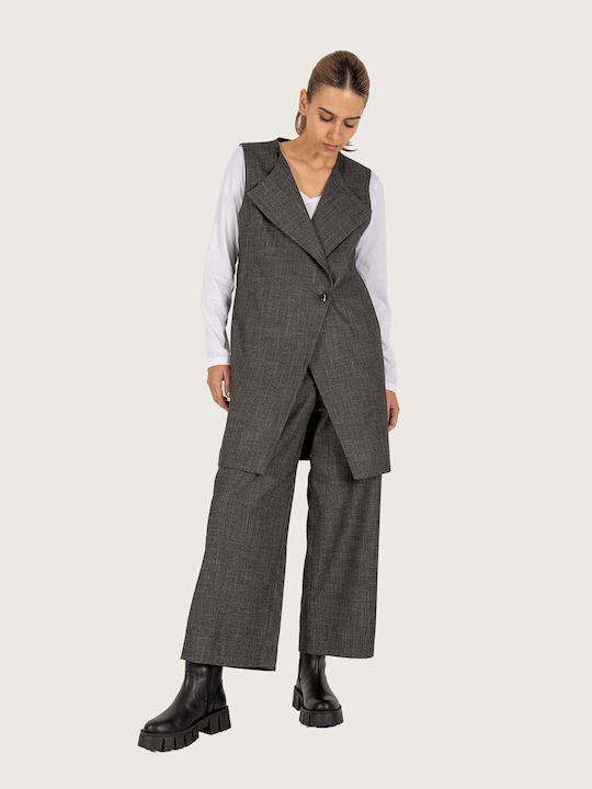 Innocent Long Women's Vest with Buttons Grey