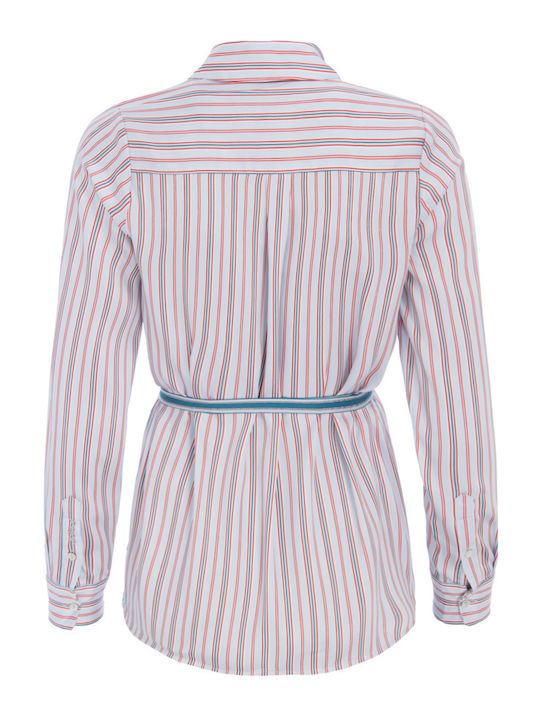 Pepe Jeans Senia Women's Denim Striped Long Sleeve Shirt Blue