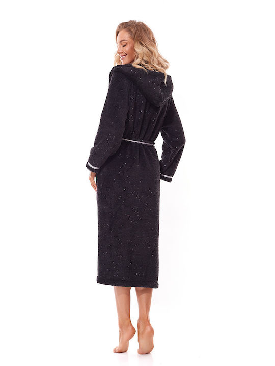 L&L Collection Women's Winter Pajama Robe Black