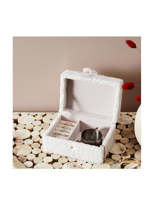 The Home Deco Factory Boucle Κουτί Κοσμημάτων Ταξιδιού Λευκή 15x11x9cm