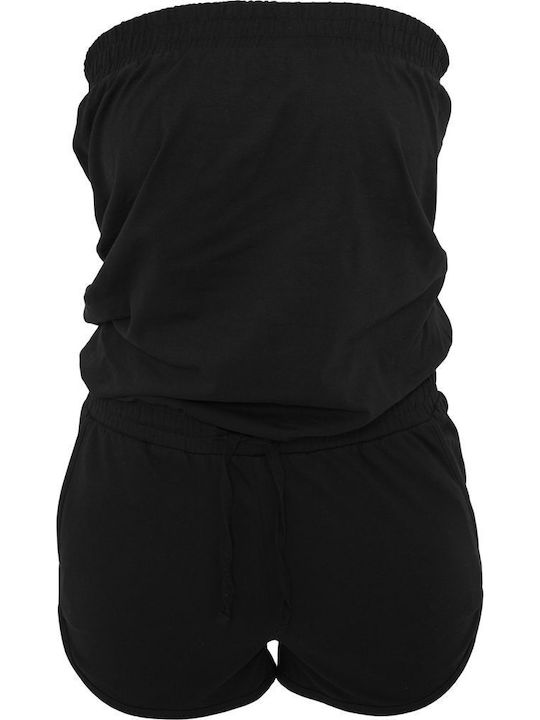 Damen Trägerlos Einteiler Shorts Black
