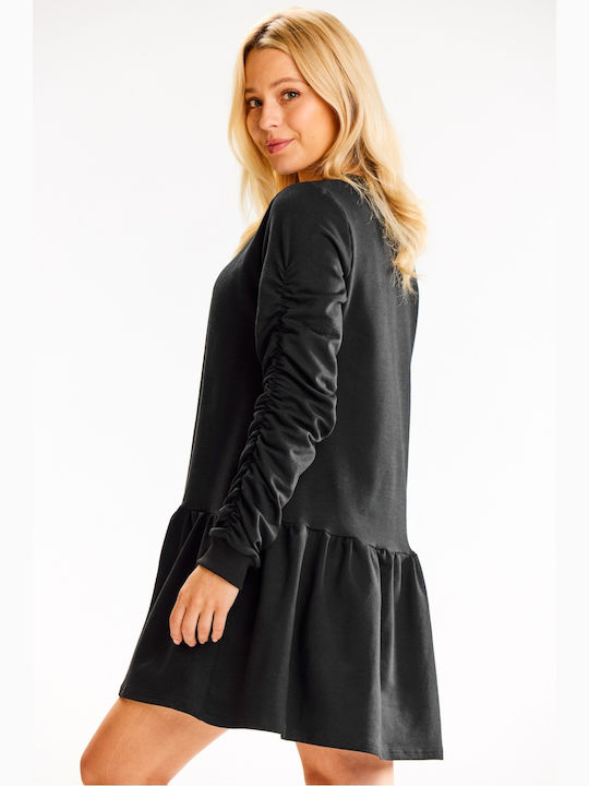 Infinite You Mini Dress with Ruffle Black