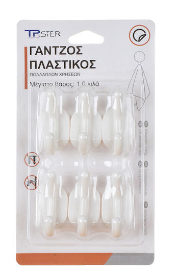 Tpster 32656 Κρεμαστράκια με Αυτοκόλλητο Πλαστικά 6τμχ