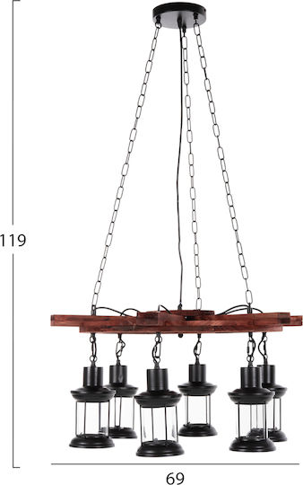 HomeMarkt Висящо осветително тяло Кафяв 69x12x20см. HomeMarkt Висящо осветително тяло Кафяв 69x12x20см.