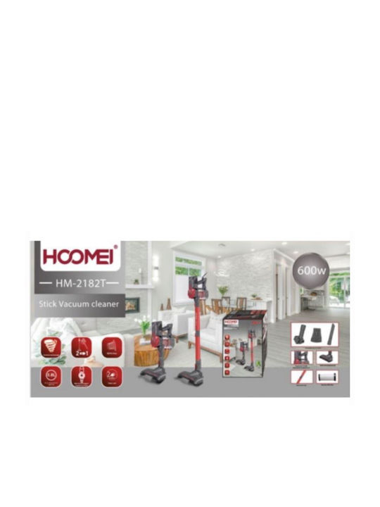 Hoomei HM-2182T Електрическа Стик и Ръчна Прахосмукачка 600W Червен