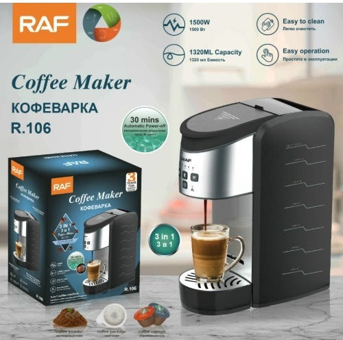 Raf Pod Coffee Machine Pressure 5bar Silver-Black