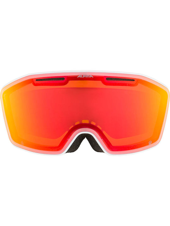 Alpina Q Quattroflex Μάσκα Σκι & Snowboard Ενηλίκων Πολύχρωμη με Φακό Καθρέπτη σε Πορτοκαλί Χρώμα