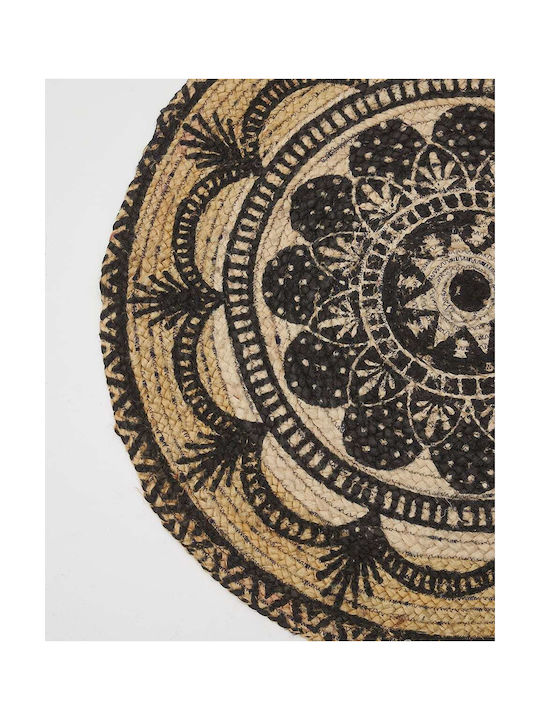 Pennie Rug Round Summer Wicker Carpet Jute Gimlet Design 15 F90cm Beige