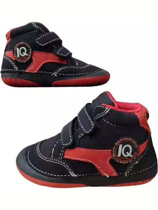 Leather Kids Boots with Velcro Navy Blue