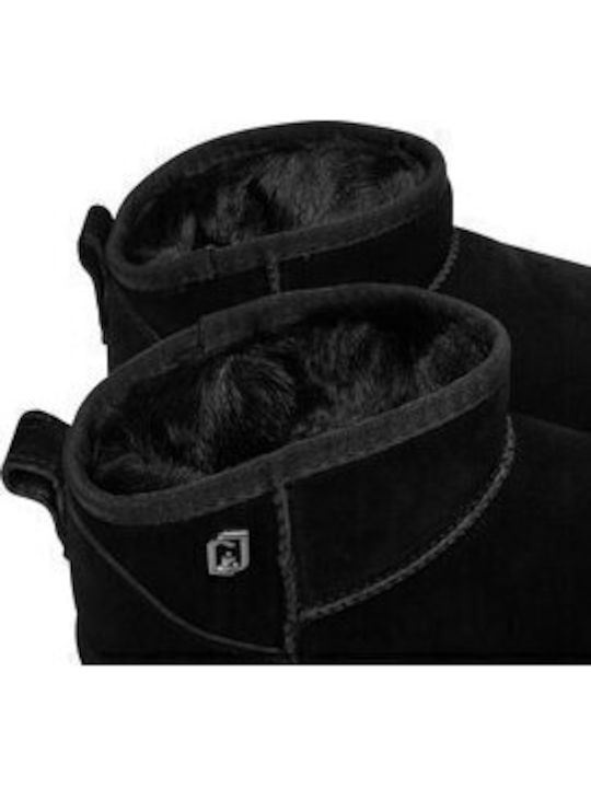 Jane 01 Suede Γυναικεία Μποτάκια με Πλατφόρμα & Γούνα Μαύρα