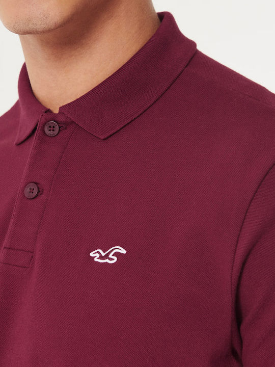 Hollister Hollister Bluza Bărbătească cu Mânecă Scurtă Polo Burgundy