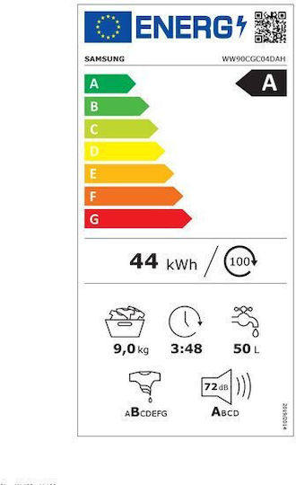 Samsung Πλυντήριο Ρούχων 9kg με Τεχνολογία Ατμού 1400 Στροφών Ecobubble WW90CGC04DAHLE