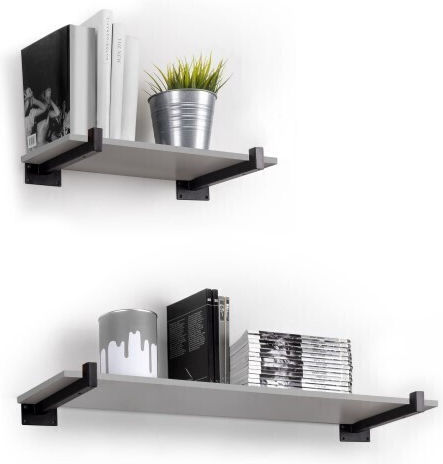 Emuca Heavy-Duty Metallic Corner Shelf Black 222x62mm 2pcs 4101614