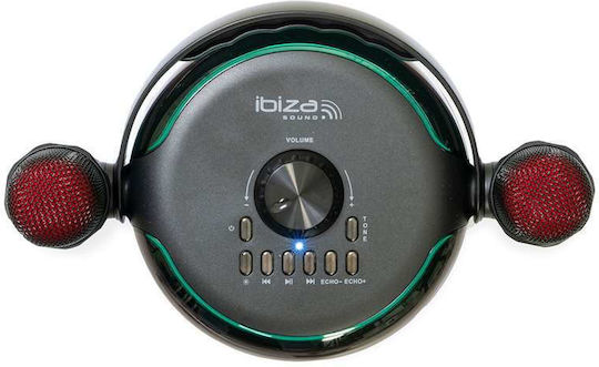 Ibiza Sound Karaoke Speaker with Wireless Microphones and Lighting Effects Karahome Black