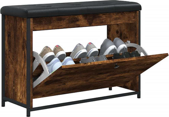 Entry Furniture with Shoe Rack & Bench Smoked Oak 82x32x56cm