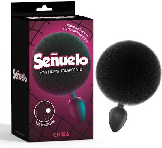 Chisa Novelties Bunny Tail Dop Anal Mici Neagră 6cm