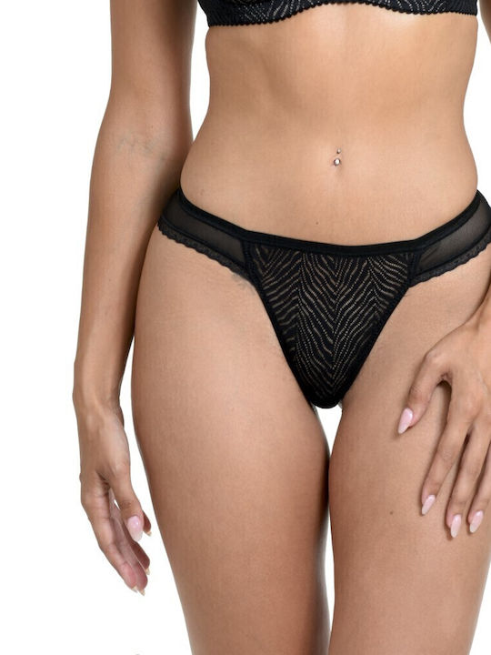 Miss Rosy Lace Underwear Set with Bra & Brazil Black