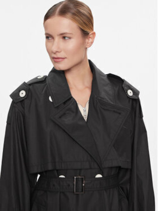 Femeie black Palton Oversized cu Curea