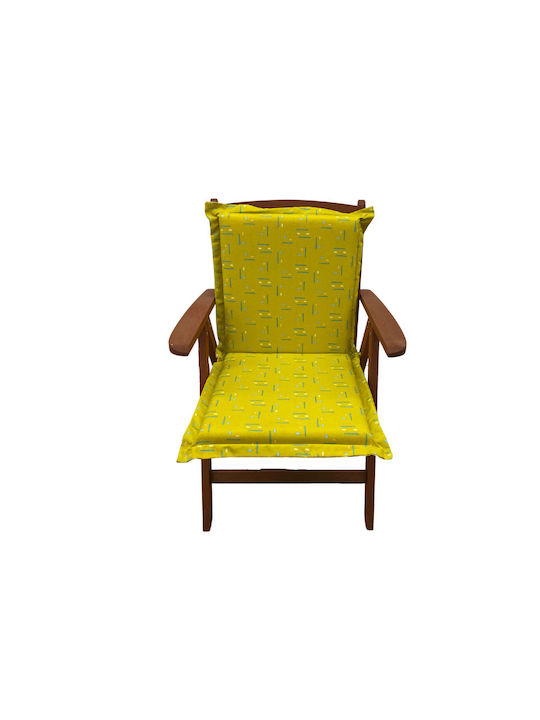 Garden Chair Cushion with Backrest Yellow/Green