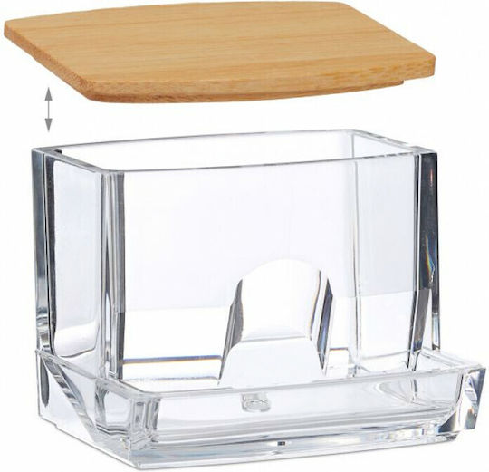 Relaxdays Tabletop Cotton Holder Acrylic Light Brown